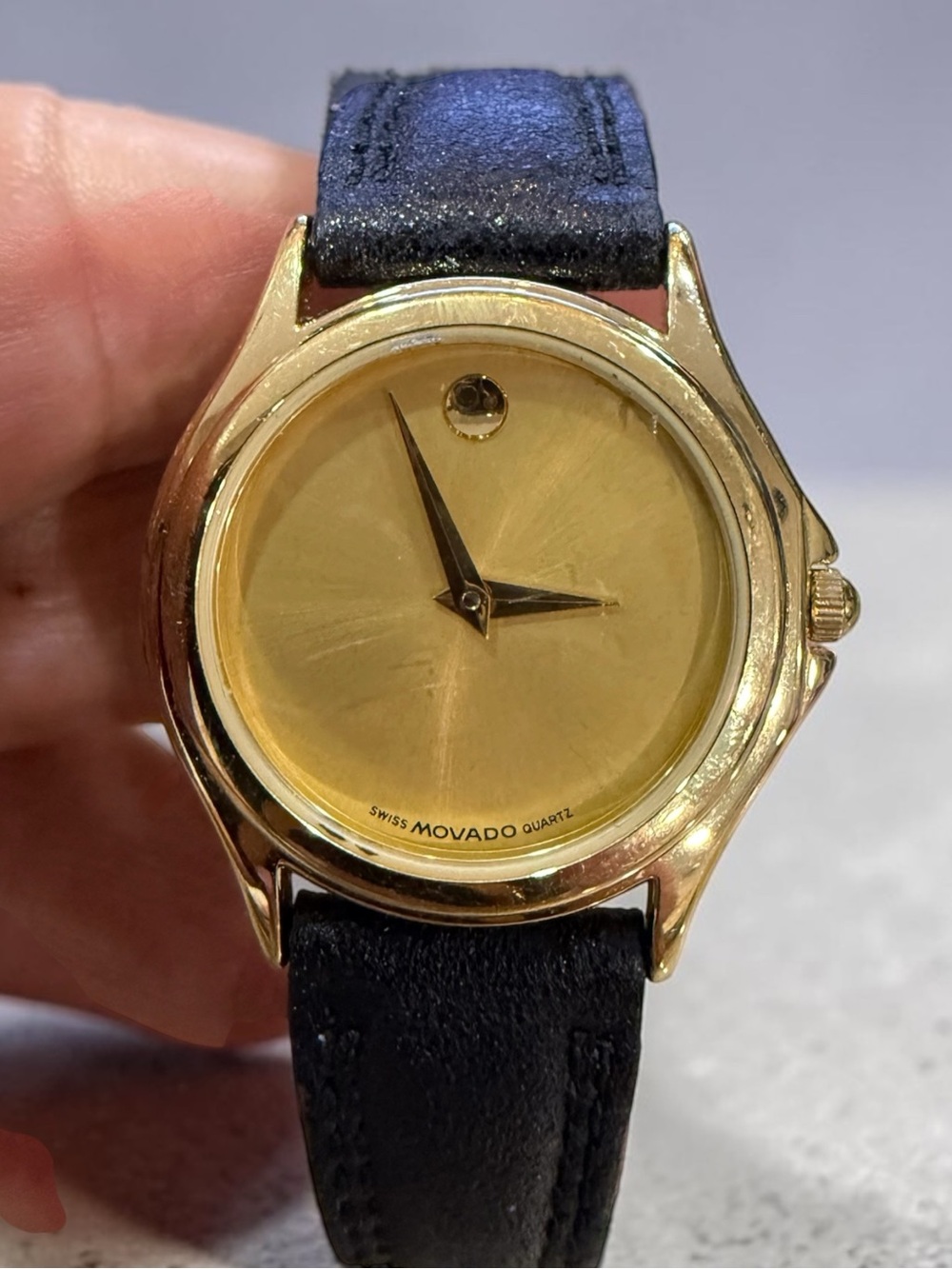 Authentic Women’s Vintage Movado Museum watch Gold face quartz crystal movement